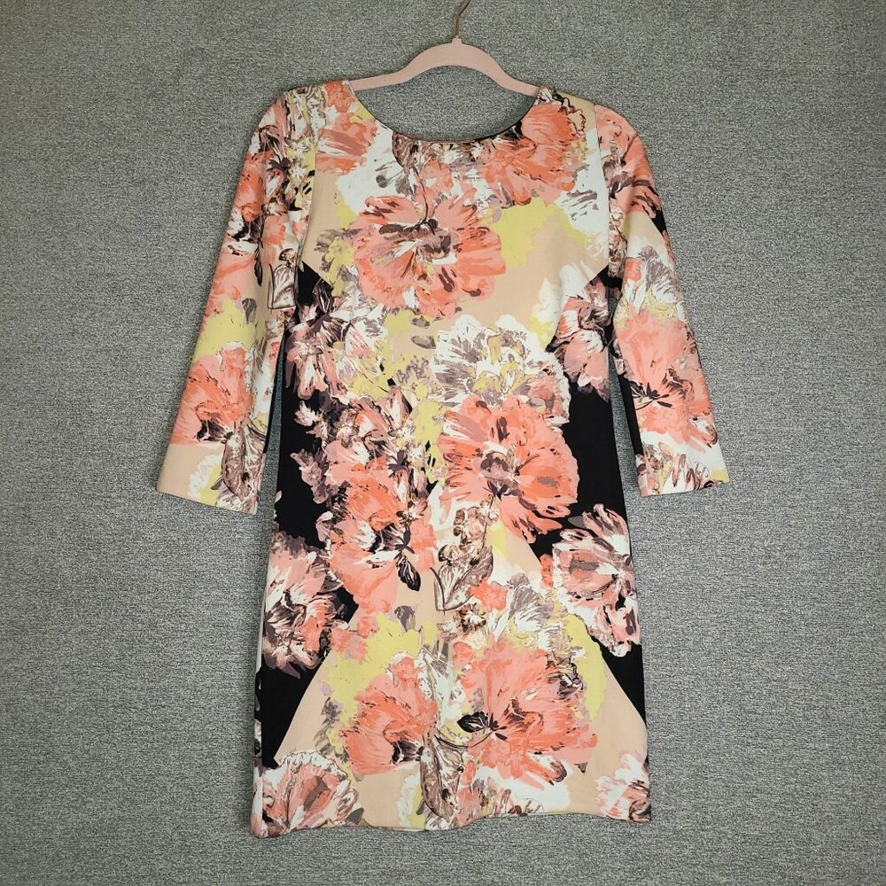 Bar III Coral Floral Retro Style Midi Dress M - NEW
